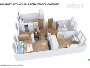 Pronájem bytu 3+kk, Olomouc, Přichystalova, 67 m2