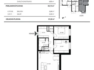Pronájem bytu 3+kk, Plzeň - Skvrňany, Na Průhonu, 84 m2