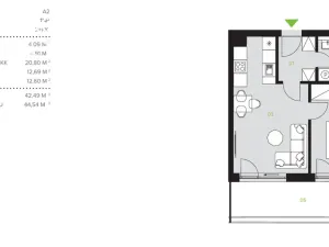 Pronájem bytu 2+kk, Beroun, U Židovského hřbitova, 42 m2
