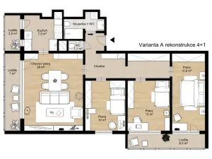 Prodej bytu 4+1, Praha - Vršovice, Kazašská, 93 m2