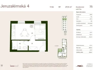 Prodej bytu 1+kk, Praha, Jeruzalémská, 26 m2