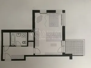 Pronájem bytu 1+kk, Praha - Hlubočepy, náměstí Olgy Scheinpflugové, 43 m2