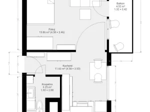 Pronájem bytu 1+1, Brno, Hodonínská, 32 m2