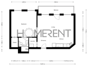 Pronájem bytu 2+kk, Praha - Karlín, Kaizlovy sady, 46 m2
