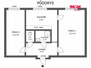 Prodej bytu 2+1, Týnec nad Sázavou, Družstevní, 49 m2
