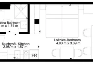 Pronájem bytu 1+kk, Brno, Hybešova, 22 m2