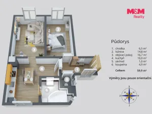 Prodej bytu 2+1, Děčín - Děčín VI-Letná, Ruská, 64 m2