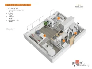Pronájem bytu 2+kk, Praha - Hlubočepy, Lamačova, 32 m2