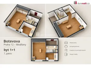 Pronájem bytu 1+1, Praha - Modřany, Botevova, 31 m2