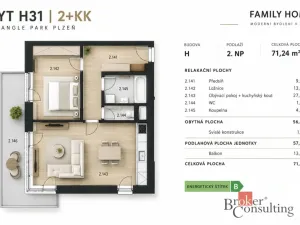 Pronájem bytu 2+kk, Plzeň - Jižní Předměstí, Železná, 57 m2