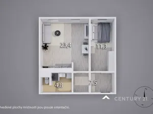 Pronájem bytu 2+kk, Ústí nad Labem, Rozcestí, 47 m2