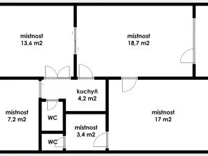 Prodej kanceláře, Most, Obránců míru, 68 m2
