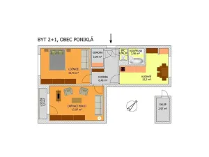 Pronájem bytu 2+1, Poniklá, 64 m2
