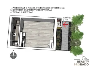 Pronájem bytu 1+kk, Brno, bratří Sapáků, 33 m2