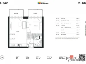 Pronájem bytu 2+kk, Hořovice, Kopřivová, 56 m2