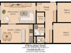 Prodej bytu 3+1, Praha - Prosek, Lovosická, 67 m2