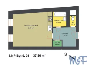 Pronájem bytu 1+kk, Jihlava, Benešova, 37 m2