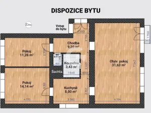 Prodej bytu 3+1, Zlín - Louky, Zábrančí I, 79 m2