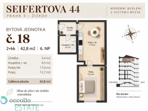Prodej bytu 2+kk, Praha, Seifertova, 42 m2