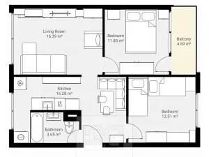 Pronájem bytu 3+kk, Plzeň, Nad Dalmatinkou, 63 m2