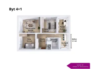 Prodej bytu 4+1, Olomouc - Nová Ulice, Čajkovského, 72 m2
