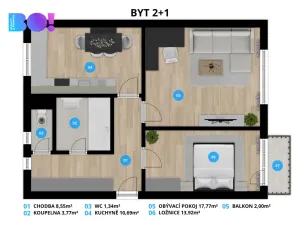 Prodej bytu 2+1, Frenštát pod Radhoštěm, Školská čtvrť, 53 m2