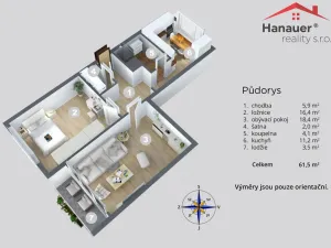 Prodej bytu 2+1, Ústí nad Labem - Severní Terasa, Rabasova, 62 m2