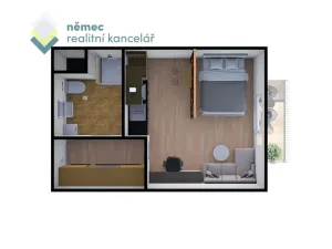 Pronájem bytu 1+kk, Praha - Braník, Na výspě, 31 m2
