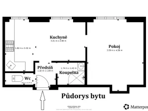 Pronájem bytu 2+kk, Tmaň, Sídliště, 38 m2