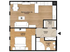 Prodej bytu 2+kk, Praha - Stodůlky, Raichlova, 55 m2