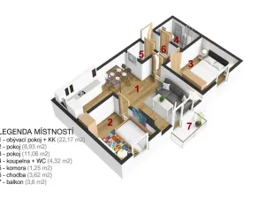 Pronájem bytu 3+kk, Kostelec nad Černými lesy, 54 m2