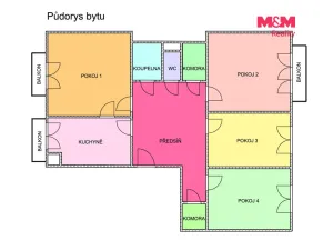 Prodej bytu 4+1, Ostrava, Komenského, 88 m2