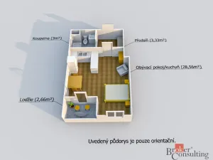 Pronájem bytu 1+kk, Plzeň - Jižní Předměstí, Boettingerova, 36 m2