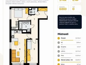 Pronájem bytu 3+kk, Praha, Sicherova, 71 m2