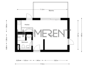 Pronájem bytu 1+kk, Černošice, Ke Hřišti, 33 m2