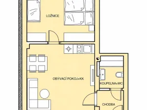 Pronájem bytu 2+kk, Kestřany, 40 m2