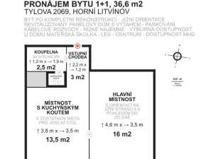 Pronájem bytu 1+1, Litvínov - Horní Litvínov, Tylova, 37 m2