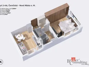 Prodej bytu 2+kk, Nové Město nad Metují - Krčín, Černčická, 41 m2