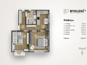 Prodej bytu 2+1, Bílina, 5. května, 55 m2