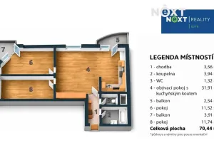 Prodej bytu 3+kk, Olomouc, gen. Píky, 77 m2