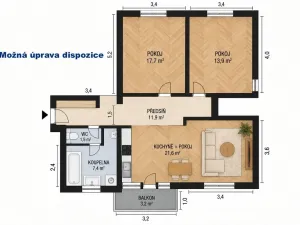 Prodej bytu 3+1, Blatná, Nerudova, 65 m2