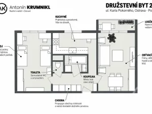 Prodej bytu 2+1, Ostrava - Poruba, Karla Pokorného, 53 m2