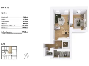Prodej bytu 2+kk, Postupice, Blanická, 78 m2