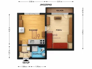 Pronájem bytu 1+1, Jindřichův Hradec - Jindřichův Hradec II, sídliště U Nádraží, 36 m2