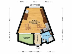 Pronájem bytu 1+kk, Jindřichův Hradec - Jindřichův Hradec II, Nádražní, 25 m2