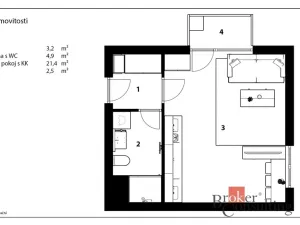 Pronájem bytu 1+kk, Hradec Králové - Nový Hradec Králové, 32 m2