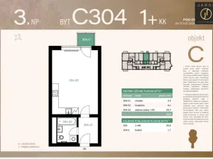 Pronájem bytu 1+kk, Kladno, Lesík, 33 m2