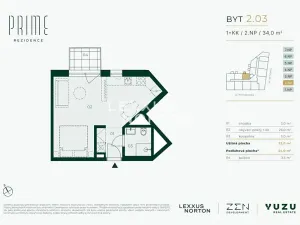 Prodej bytu 1+kk, Praha - Libeň, Primátorská, 32 m2