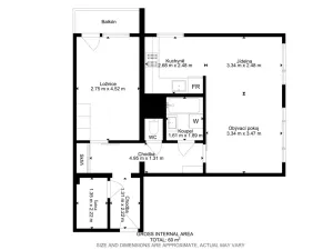 Prodej bytu 2+1, Praha - Kobylisy, Paláskova, 55 m2