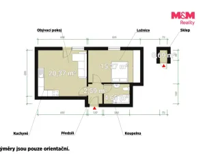 Prodej bytu 2+kk, Vochov, 44 m2